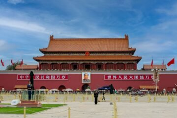Iconic view of Tiananmen Gate in Beijing, showcasing Chinese architecture and culture.