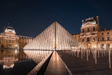 brown concrete building during night time