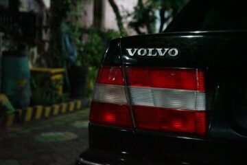 a volvo car parked on the side of the road