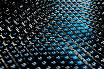 A close up view of a blue and black fabric