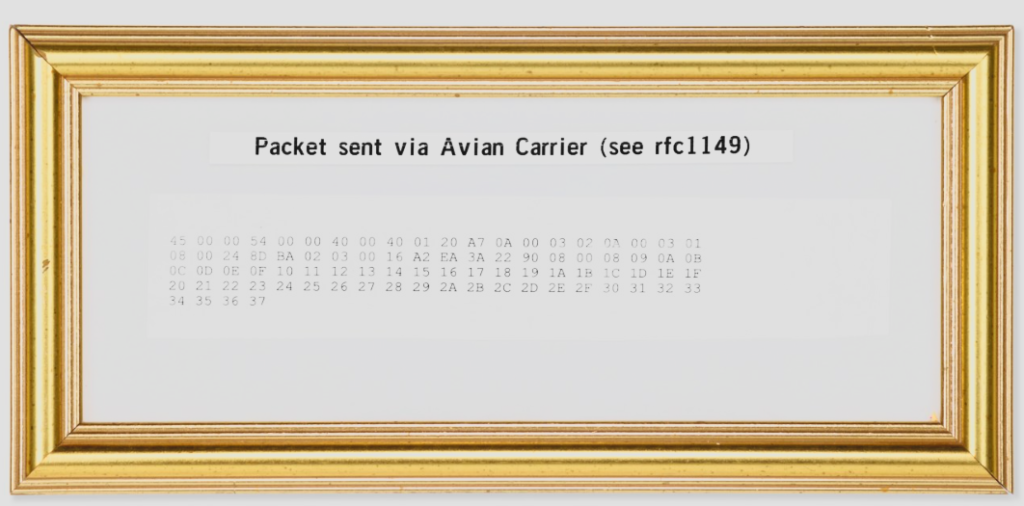 Original RFC1149 Packet Up For Auction At Christies