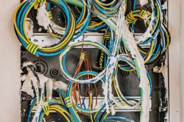 yellow blue and black coated wires