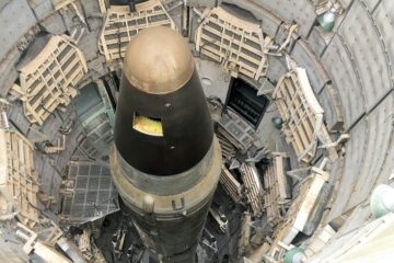 An aerial view of a large metal object