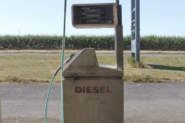 white Diesel gas pump station