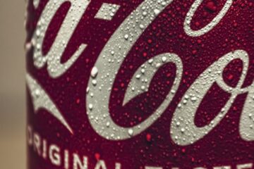 a close up of a can of coca cola